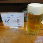 つぶ焼　かど屋 - 生ビール（500円）