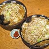 味の八珍亭 - 特製みそラーメン（超特盛り）（右）＆ 特製みそラーメン（大盛り）＆ 自家製辛子南蛮
