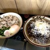 すば - 名物肉そば温泉たまご(温)と黒舞茸パルミジャーノ(冷)