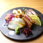 魚の藁焼き盛り合わせ　5種