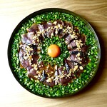 本鰹の藁たたき　葱韮月見