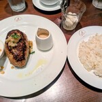 HAMBURG RESTAURANT Chami - 温玉、モッツァレラチーズハンバーグ、ゆずソース、玄米