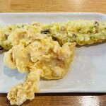 讃岐うどん いそや - とり天＆ちくわの磯辺揚げ
