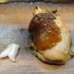 寿司栄 - 三陸産鮑の歯と蒸し鮑に鮑の肝