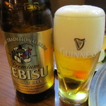 塩ホルモン 炭楽 - 瓶ビールです