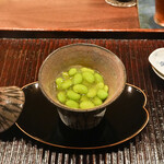 鎌倉 北じま - 枝豆の吉野煮と下に半茶碗蒸し