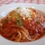 イタリアリストランテ Salute - 料理写真:トマトソースバスタ　ジェノベーゼソースがけ