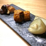 野菜の藁焼き3種盛り