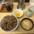 牛丼専門サンボ - 料理写真:牛丼、並。生卵と味噌汁。
