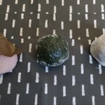和菓子 たいやき すえき - 左から道明寺さくら餅、ヨモギ餅、豆大福