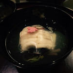 日本料理 太月 - 御碗　あいなめ　葛たたきき　板蕨　かぎ蕨　桜花と　2015-3