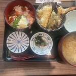 漁亭 浜や - バラちらし丼天丼セット ¥2200