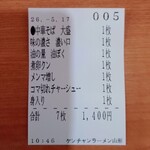 ケンチャンラーメン - 今回の食券。
