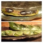 大どころ - 焼き空豆・・空豆は焼いていただくと甘味が増すように思います。これもツマミに最適。