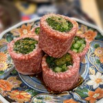 和牛焼肉 築地牛武 - 名物 ネギ巻俵ロース