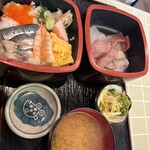 おかげでさかなの目玉 - 海鮮2段重　1,400円