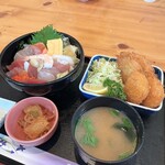 海鮮食堂かいじ - 海鮮丼セット アジフライ&海老カツ付き