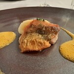 ダイニングルーム - メバルのポワレ サフランリゾットを詰めたイカ