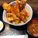 江釣子屋 - 海鮮天丼（みそ汁，漬物付き）