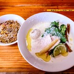 ラーメン あんず - 白い冷製麺  限定 ＋ 半チャーハン