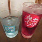 よか鶏 - 米焼酎ロック＆赤玉ぶどうサワー