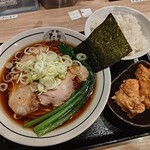 麺屋 たけ井 - 濃厚黒＋ライスセット　950円＋320円（税込）