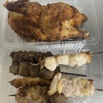 鳥周 - 料理写真:半丸焼きチキン、ねぎま串、ぼんじり、砂肝、ハツ串、もも串、名物串焼き