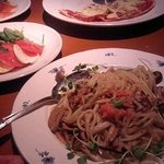 ポポラート - キノコとめんたいこのパスタ