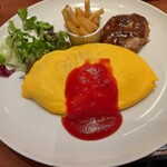 サロン 卵と私 - 料理写真:オムライス＆ハンバーグセット　1,380円