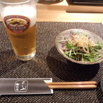 ビールとサラダ！
