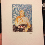 レストラン サンパウ - 国連の天井にも描いてるスペインの有名な画家さんの絵があしらわれたメニュー