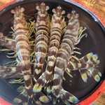 カキアキ水産 - 伊勢志摩産天然車海老の踊り喰い&塩焼き