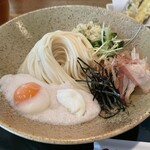 五島うどん びぜん家 - ■玉とろぶっかけ(温玉・山芋・カイワレ・鰹節・海苔・天かす)大盛り¥1,350