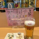 酒処 つる竹 - 中生とお通し