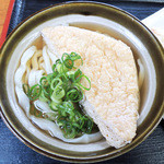 純手打うどん よしや - かけそのまま+お揚げ（ひやあつ+お揚げ）