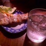 かじしか - 茜霧島ロックに豚バラ串！