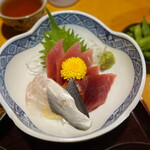 尾張家 - お刺身（３点盛り）