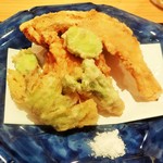 豪龍久保 - (2015.3) 天然トラフグの唐揚げと春の山菜の天ぷら