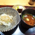 豪龍久保 - (2015.3) じゃこの炊き込みごはん、味噌汁、香の物