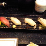 琉球回転寿司 海來 - 県産四点盛り（マグロ、マチ、タマン、イラブチャー