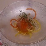 礼華　青鸞居 - 2015年3月アミューズは鯛と鮭の紅白仕立て