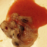 酒菜と炭 てりや - ホタルイカの刺身は、内臓のソースでいただきます。