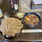 そば処　いち川 - 料理写真:とり汁そば大盛り（太打ちそば売り切れの為合い盛り）