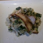 いわい鶏の燻製と春野菜のリゾット
