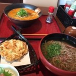 Resutoran Shirokujichuu - かき揚げそばセット＋担々麺
