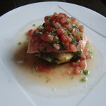 洋凡料理 NAKAMURA - サーモンとナスのミルフィーユ仕立フレッシュトマトソース