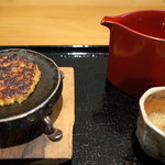玉笑 - 焼き味噌と「白隠正宗純米山廃」（静岡：高嶋酒造）