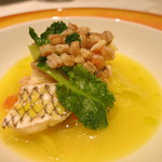 Convivio - 本日のお魚料理　真鯛、スペルト小麦、蛤のスープ