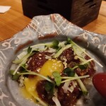蕎麦 豊田 - 馬肉のユッケ1800円