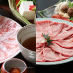 Kyouto Tsuyushabu Chiriri - 食べ比べコースはつゆしゃぶと近江牛を両方をお召し上がり頂けるコースです。